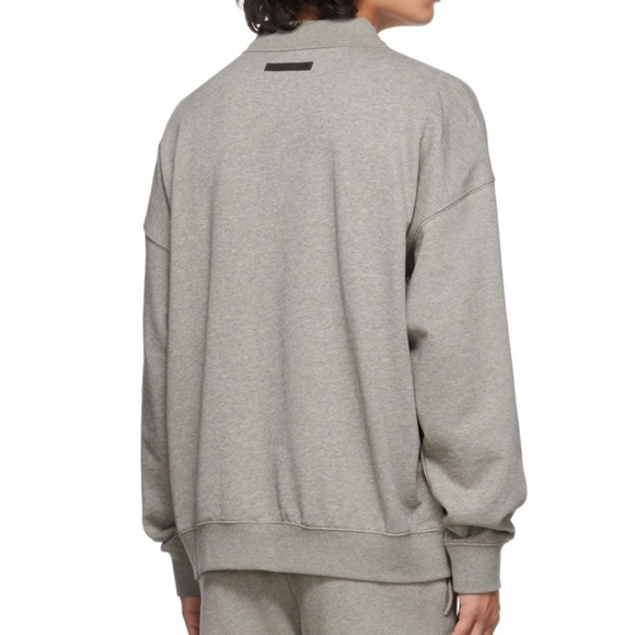 Fear of God Essentials Core Collection Long Sleeve Polo Dark Heather Oat… - Picture 2 of 10